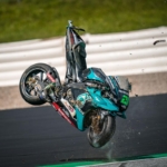 A bike being destroyed at the 2020 Austrian MotoGP