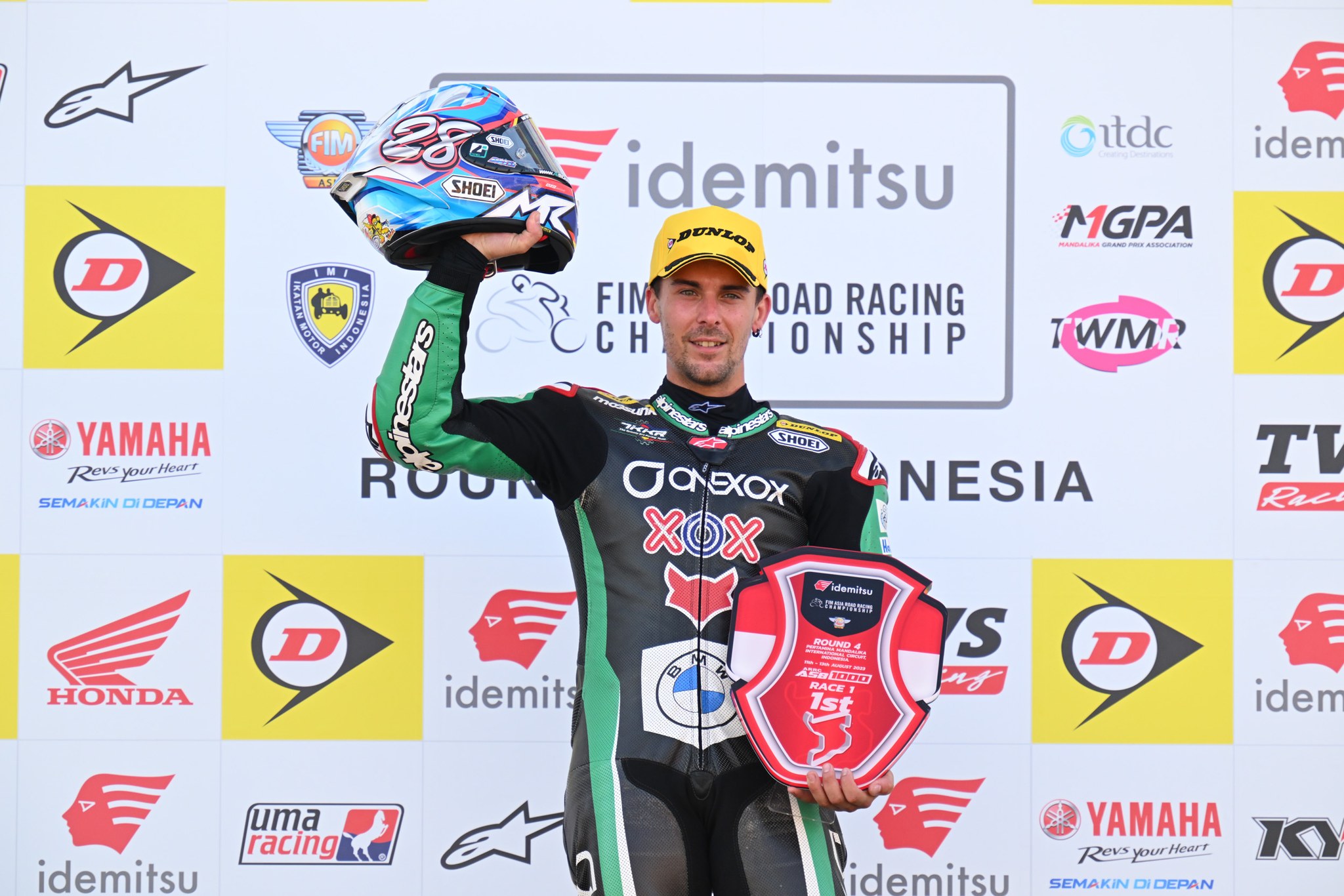 Marcus Reiterberger on the podium Race 1 of the Asia Road Racing Championship at