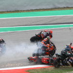Peco Bagnia crashes during the Catalan MotoGP 2023
