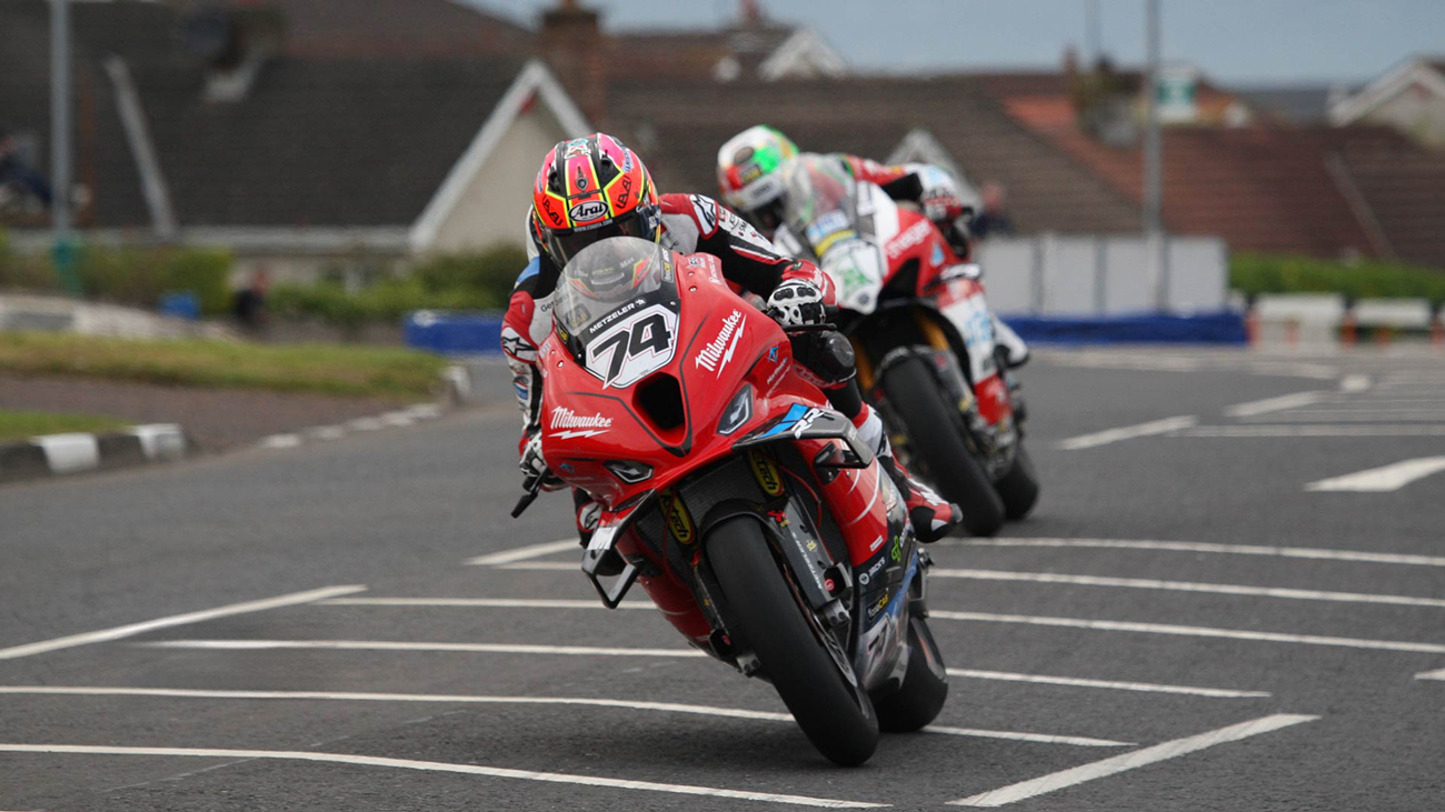 Tood heads Irwin during the NW200 Superbike Race on Thursday Night